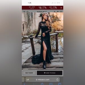 Wedding Dress With Split Front Lace (ivory not black)